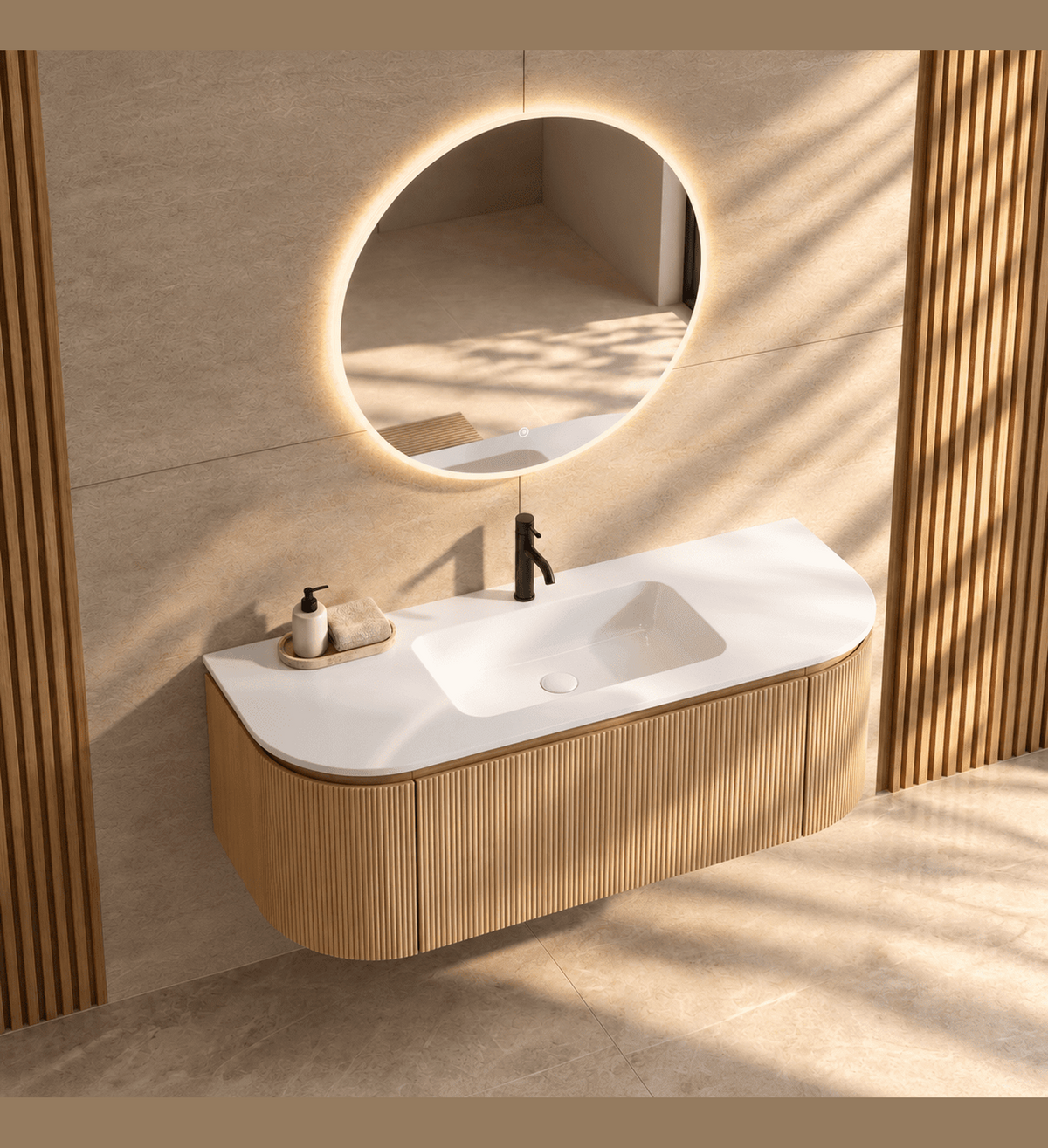 Serenia Metis 02 - Integrated single sink basin unit & Cabinet With 2 Doors & 1 Drawer vanity unit - ROVALUX