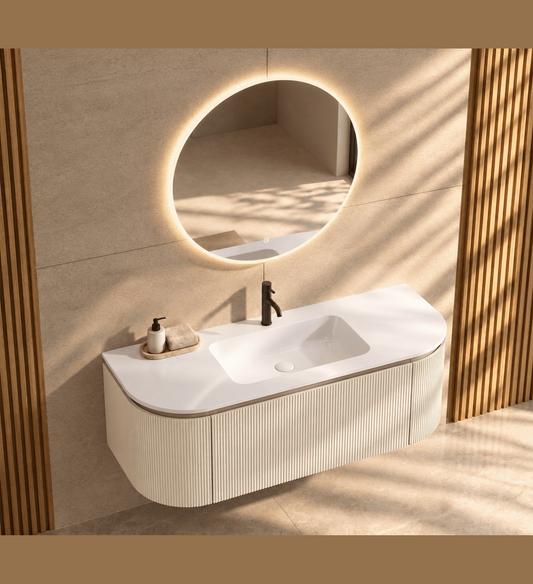 Serenia Metis 02 - Integrated single sink basin unit & Cabinet With 2 Doors & 1 Drawer vanity unit - ROVALUX