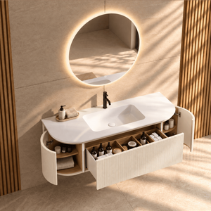 Serenia Metis 02 - Integrated single sink basin unit & Cabinet With 2 Doors & 1 Drawer vanity unit - ROVALUX