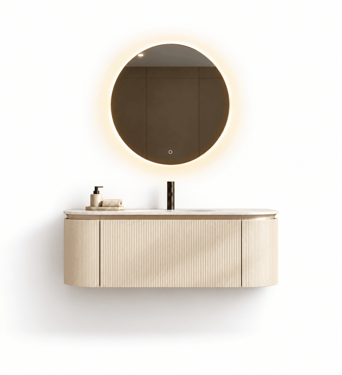 Serenia Metis 02 - Integrated single sink basin unit & Cabinet With 2 Doors & 1 Drawer vanity unit - ROVALUX