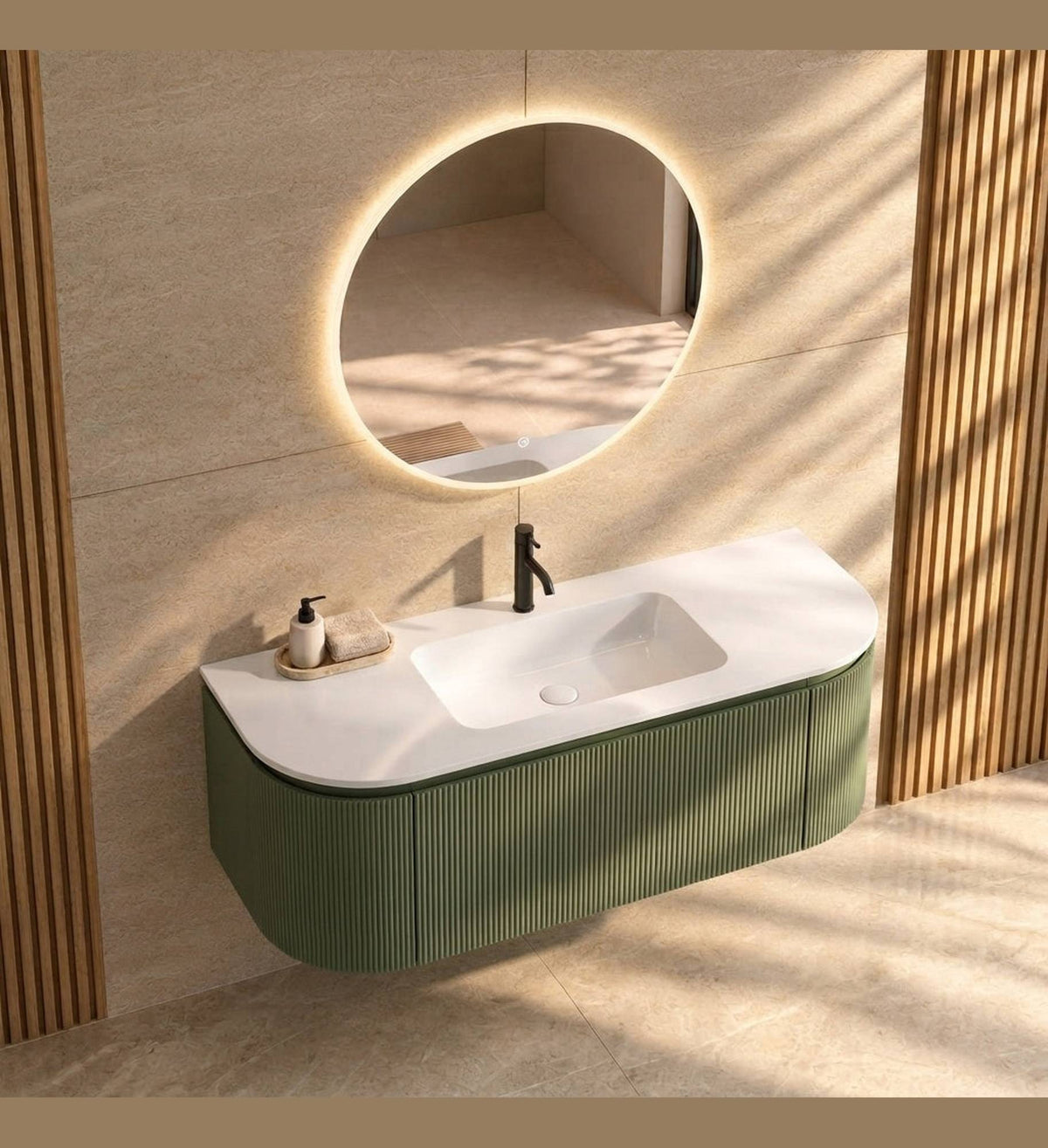 Serenia Metis 02 - Integrated single sink basin unit & Cabinet With 2 Doors & 1 Drawer vanity unit - ROVALUX