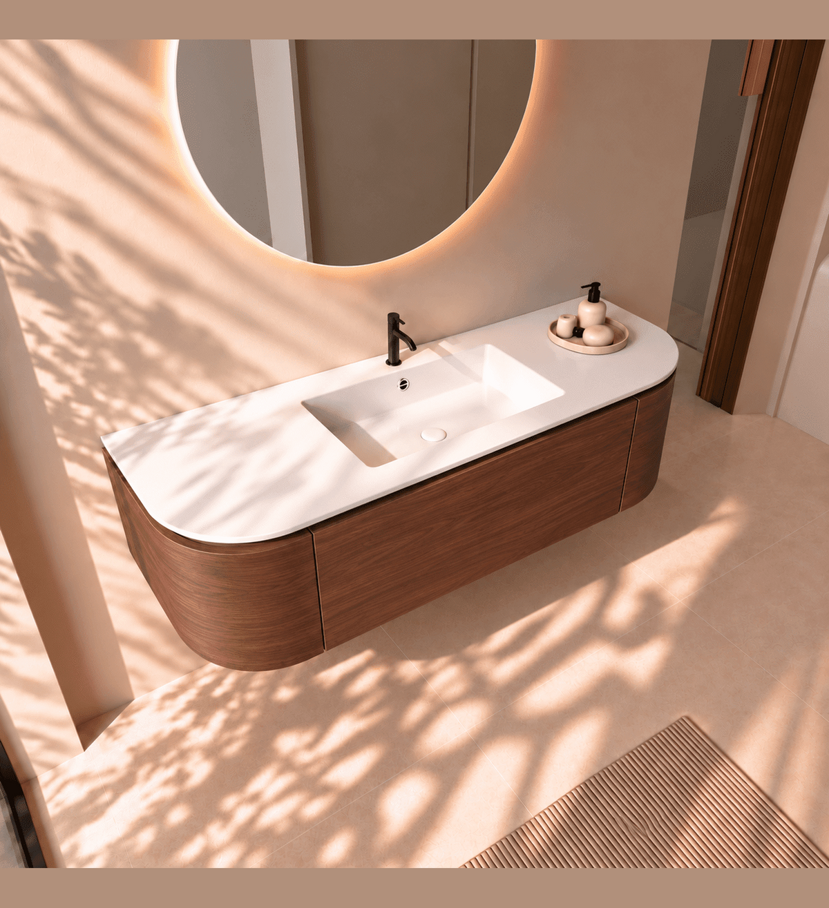 Serenia Metis - Integrated single sink basin unit & Cabinet With 2 Doors & 1 Drawer vanity unit - ROVALUX