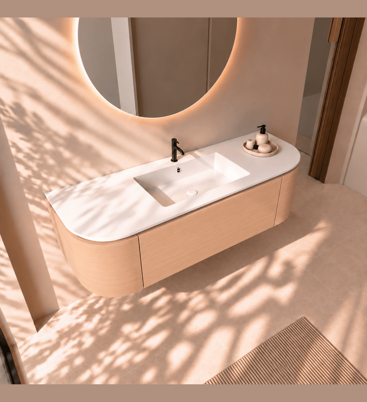 Serenia Metis - Integrated single sink basin unit & Cabinet With 2 Doors & 1 Drawer vanity unit - ROVALUX