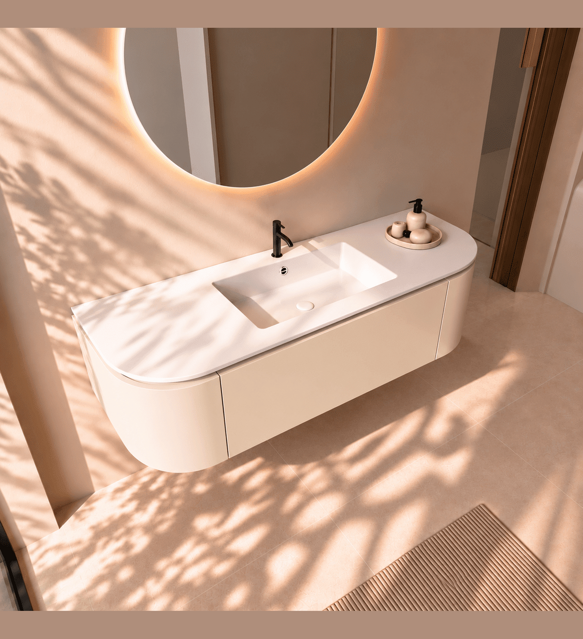 Serenia Metis - Integrated single sink basin unit & Cabinet With 2 Doors & 1 Drawer vanity unit - ROVALUX