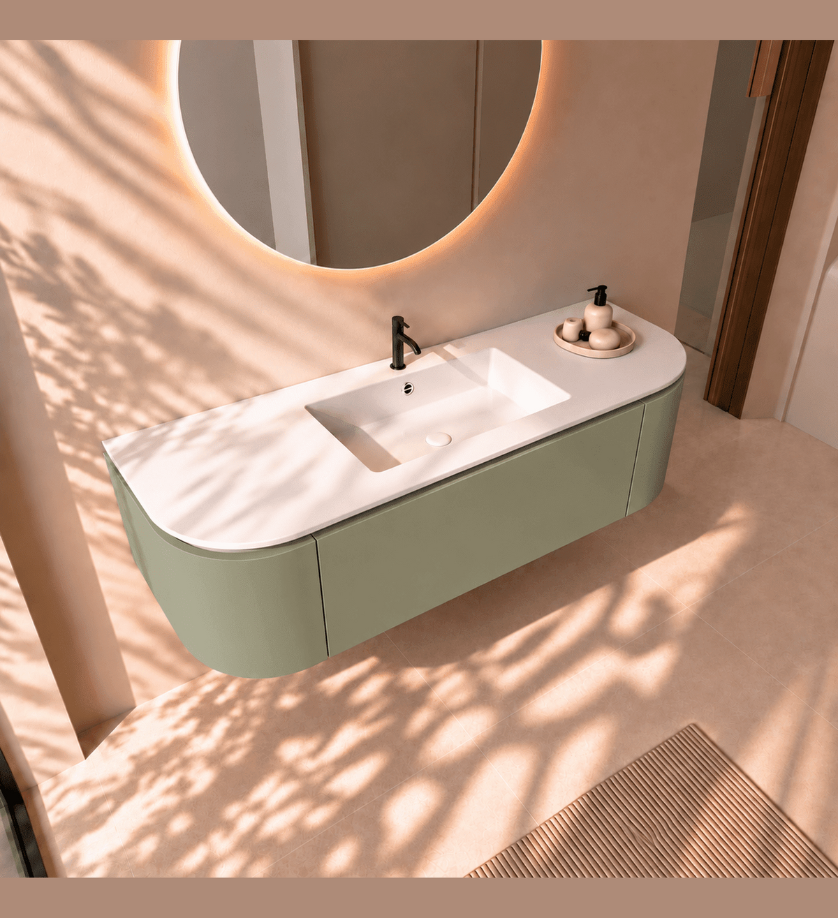 Serenia Metis - Integrated single sink basin unit & Cabinet With 2 Doors & 1 Drawer vanity unit - ROVALUX
