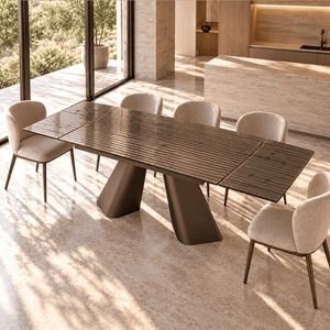Kevin – Refined designer dining extendable table with sculptural contemporary design - ROVALUX